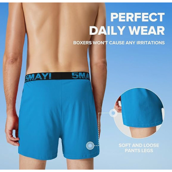 5MAYI Boxer Shorts Mens Size XXL 5 Pair Lightweight Breathable Colorful NEW - Picture 7 of 8